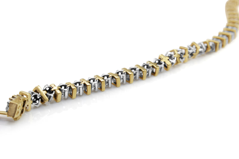 10ct Yellow and White Gold Diamond Tennis Bracelet