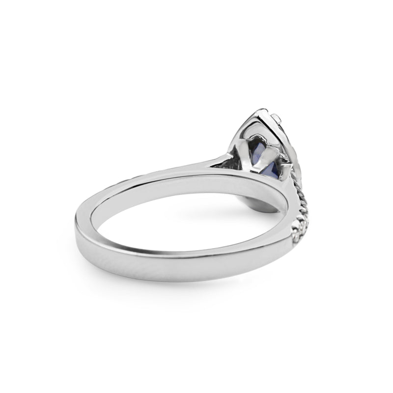 18ct White Gold Sapphire and Diamond Pear Halo Ring