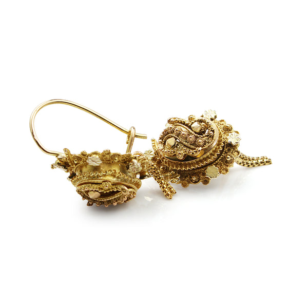 15ct Yellow Gold Antique Tassel Drop Earrings