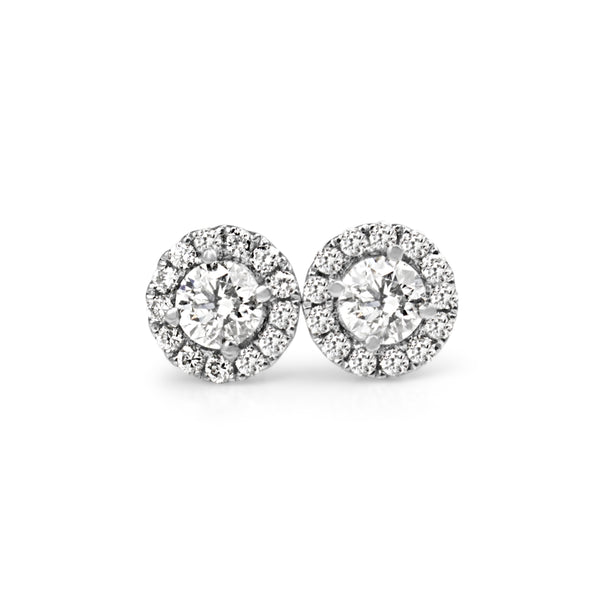 18ct White Gold Diamond Halo Stud Earrings