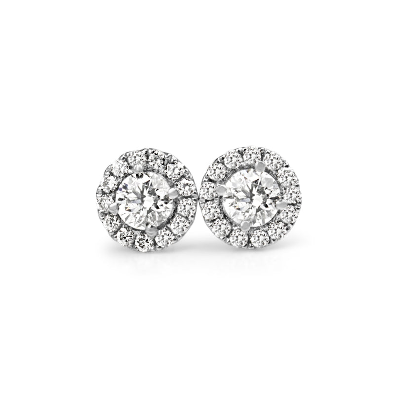 18ct White Gold Diamond Halo Stud Earrings