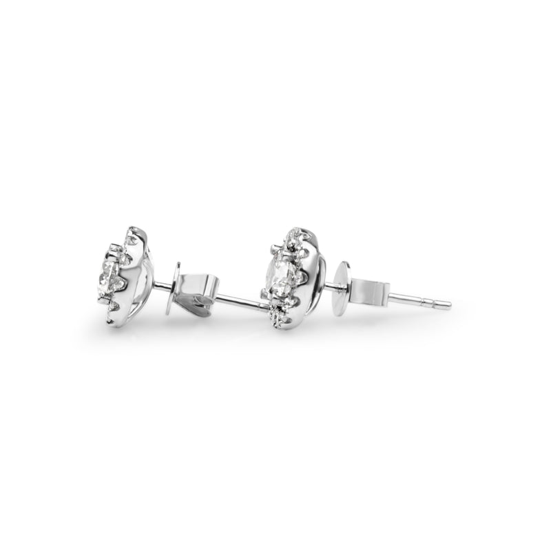 18ct White Gold Diamond Halo Stud Earrings