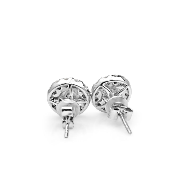 18ct White Gold Diamond Halo Stud Earrings