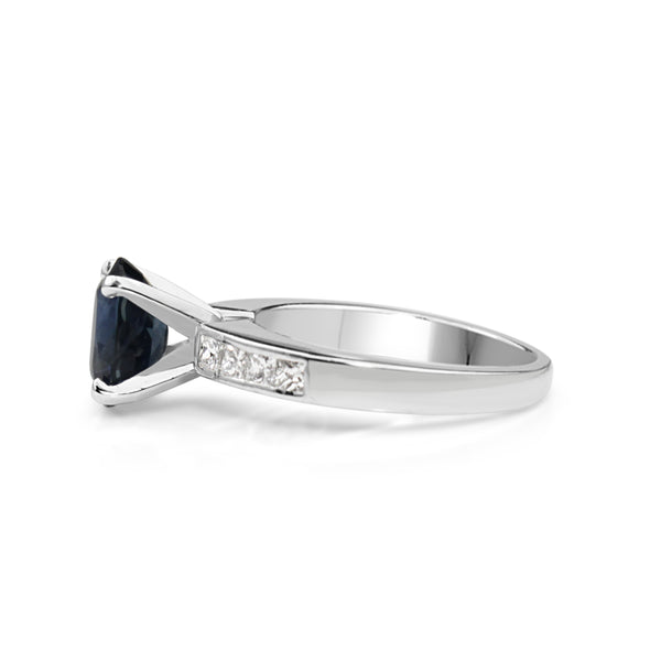 Platinum Sapphire and Diamond Solitaire Ring