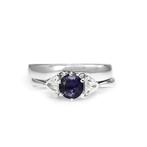 18ct White Gold Sapphire and Diamond Ring Set