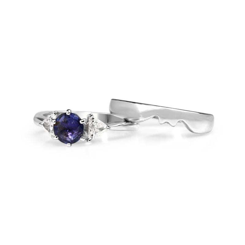 18ct White Gold Sapphire and Diamond Ring Set