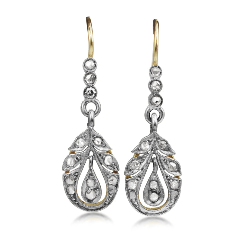18ct Yellow and White Gold Antique Old Cut Diamond Earrings