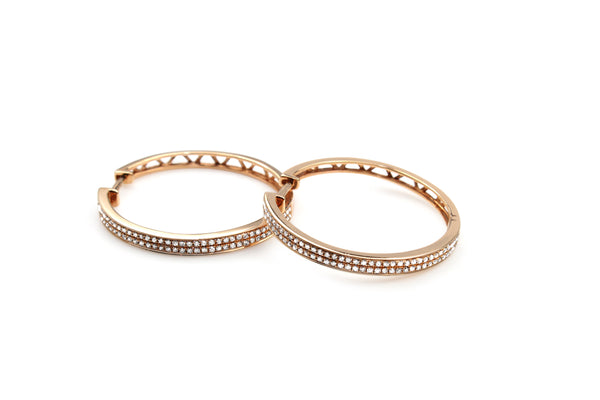 14ct Rose Gold Large Diamond Hoop Earrings