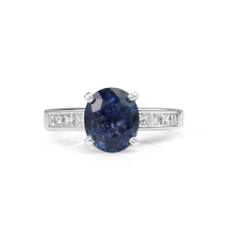 Platinum Sapphire and Diamond Solitaire Ring