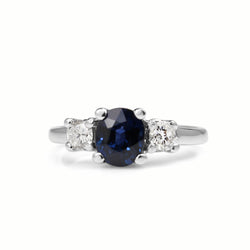 18ct White Gold Sapphire and Diamond 3 Stone Ring