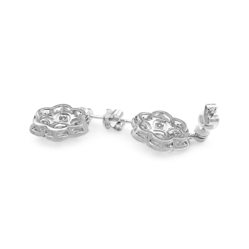 18ct White Gold Deco Style Diamond Drop Earrings