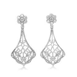 18ct White Gold Diamond Drop Earrings