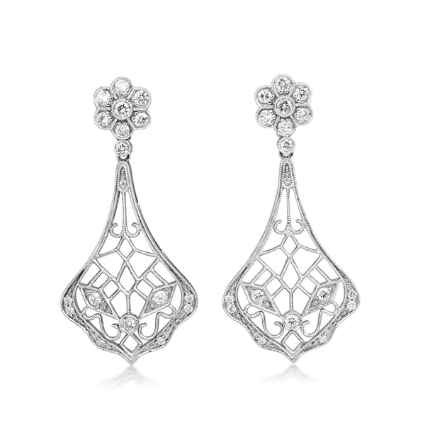 18ct White Gold Diamond Drop Earrings