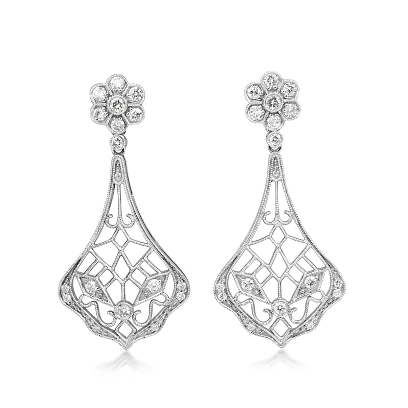 18ct White Gold Diamond Drop Earrings