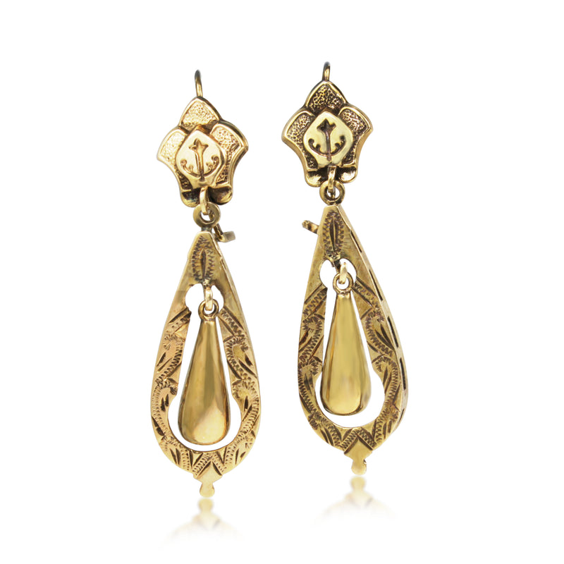 14ct Yellow Gold Victorian Drop Earrings
