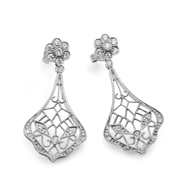 18ct White Gold Diamond Drop Earrings