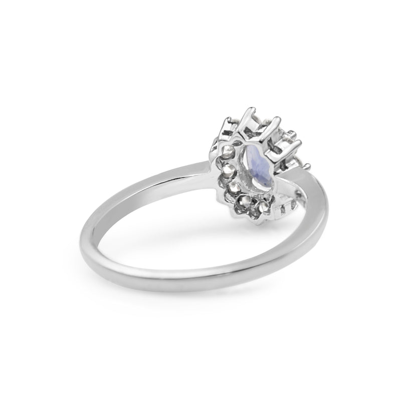 18ct White Gold Sapphire and Diamond Halo Ring