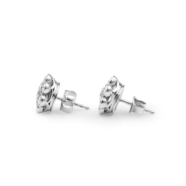 18ct White Gold Daisy Diamond Stud Earrings