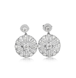 18ct White Gold Art Deco Style Diamond Drop Earrings