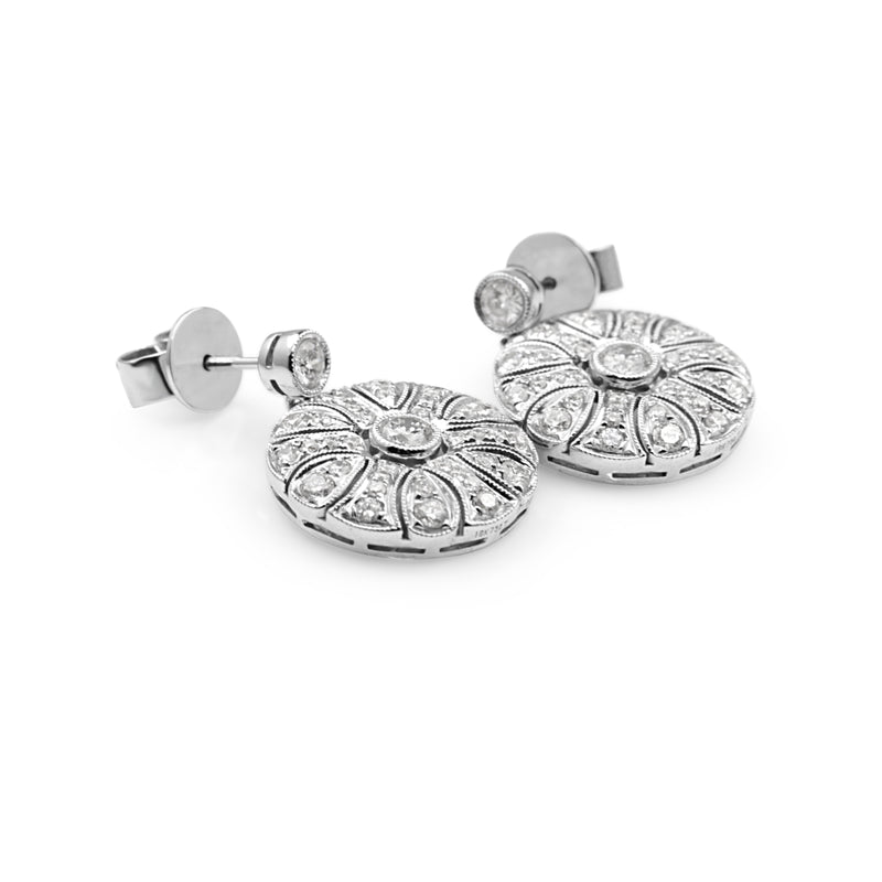 18ct White Gold Art Deco Style Diamond Drop Earrings