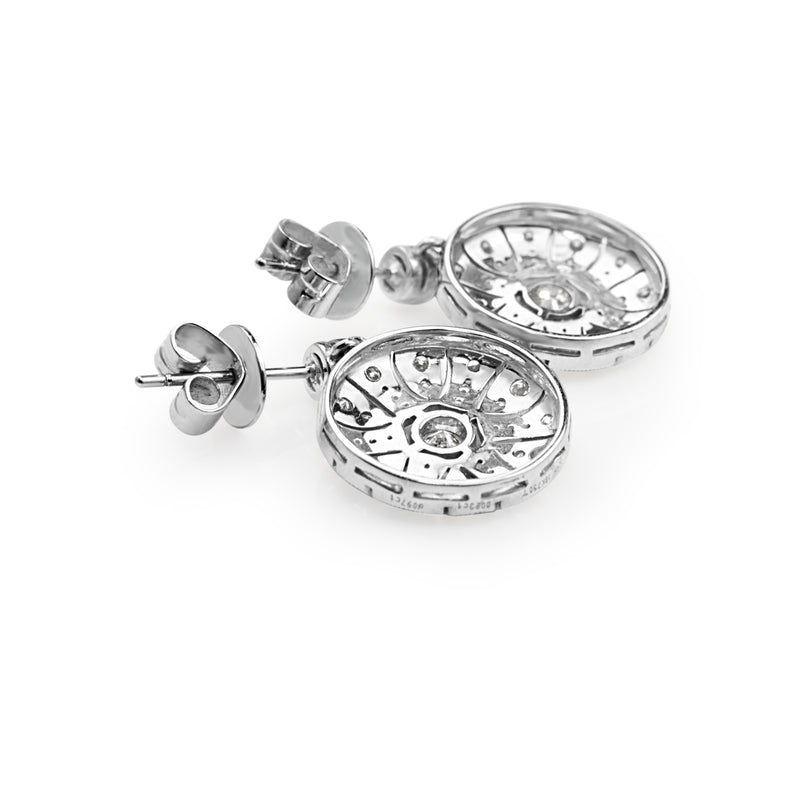 18ct White Gold Art Deco Style Diamond Drop Earrings