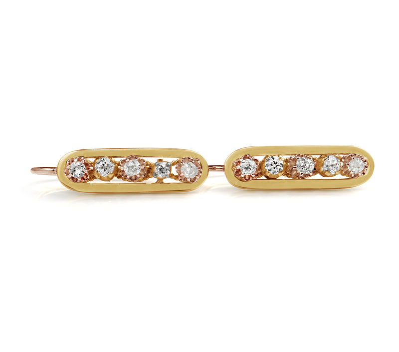 18ct Yellow Gold Antique Drop Diamond Earrings