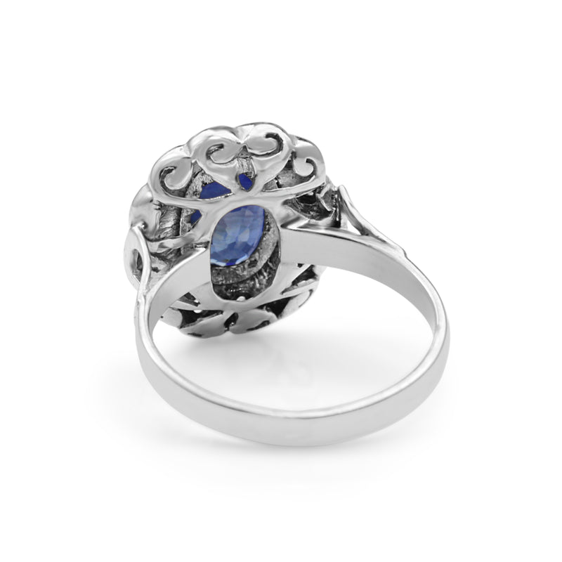 14ct White Gold Antique Sapphire and Diamond Ring