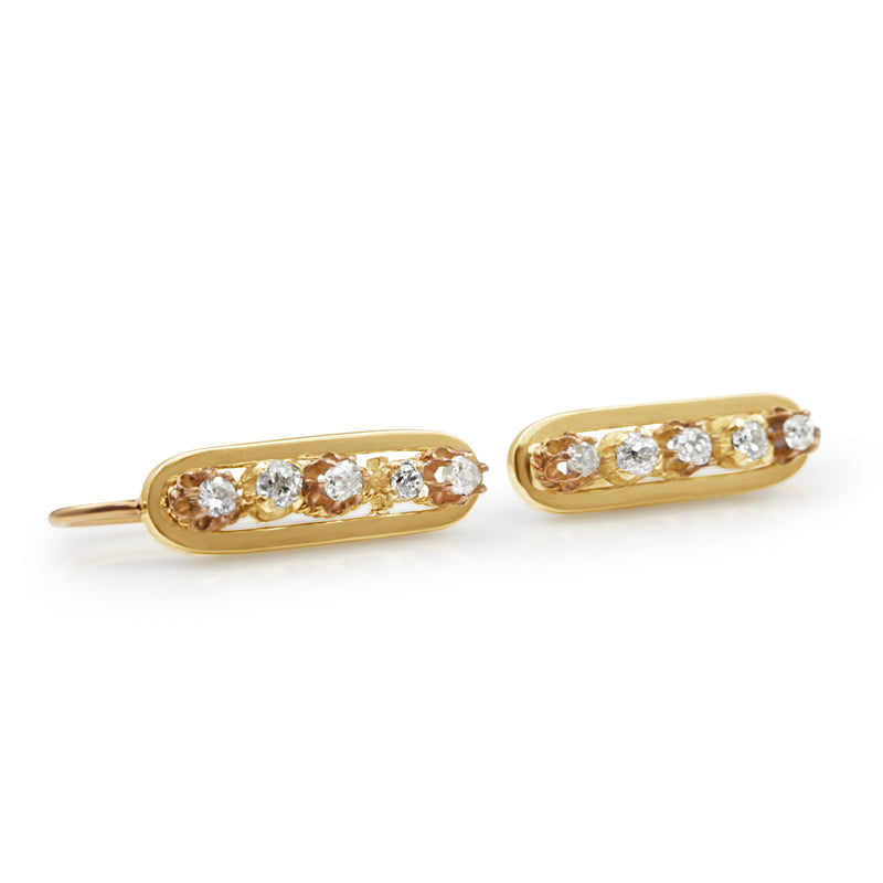 18ct Yellow Gold Antique Drop Diamond Earrings