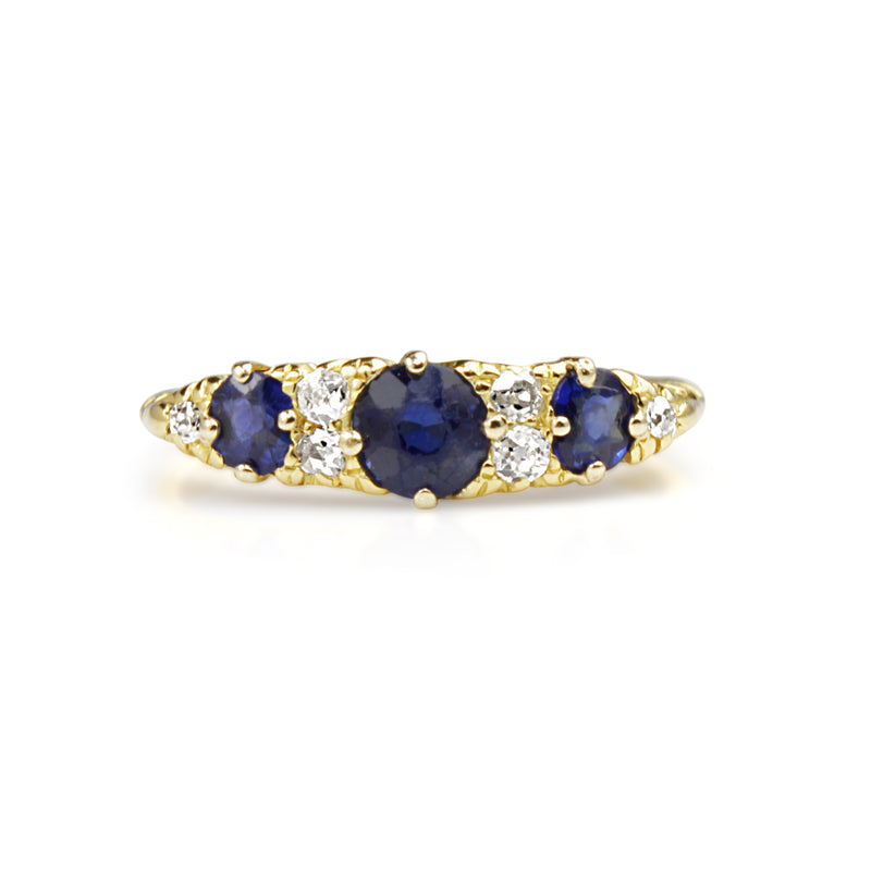 18ct Yellow Gold Antique Sapphire and Diamond Ring