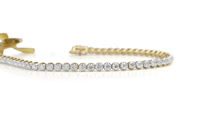 9ct Yellow and White Gold Diamond Tennis Bracelet