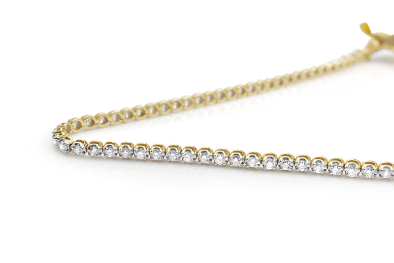 9ct Yellow and White Gold Diamond Tennis Bracelet