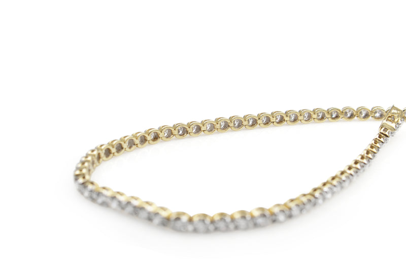 9ct Yellow and White Gold Diamond Tennis Bracelet