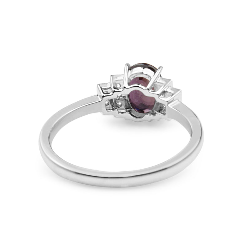 18ct White Gold Pink / Purple Sapphire and Diamond Ring