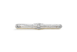 Platinum and 14ct Yellow Gold Filigree Diamond Brooch