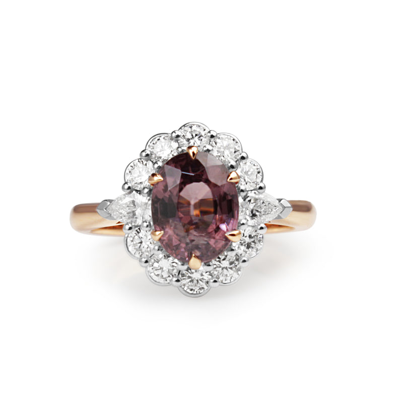 18ct Rose and White Gold Pink Sapphire and Diamond Daisy Ring