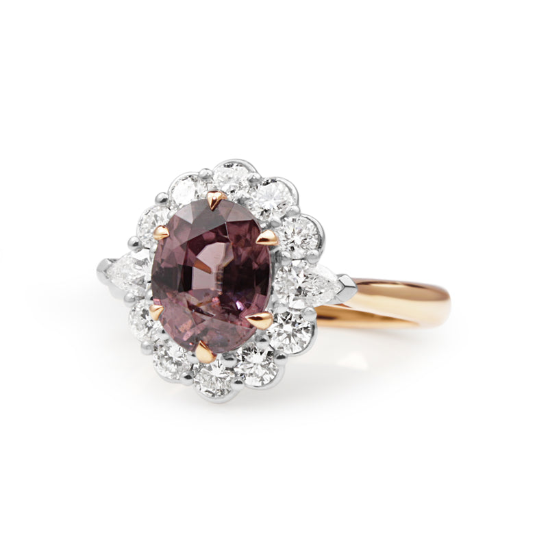 18ct Rose and White Gold Pink Sapphire and Diamond Daisy Ring