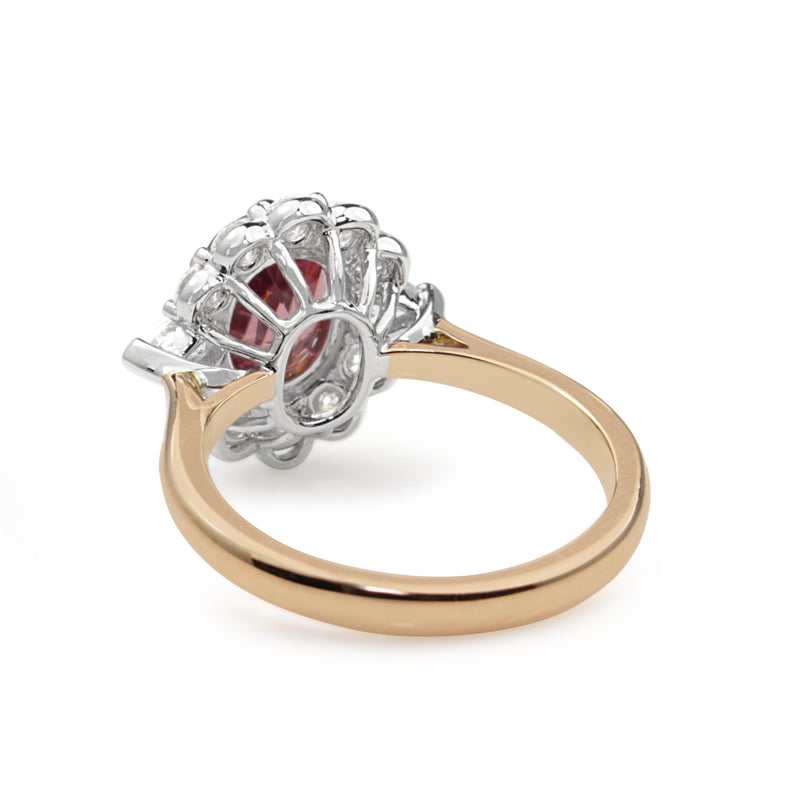 18ct Rose and White Gold Pink Sapphire and Diamond Daisy Ring