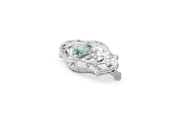 Platinum Art Deco Zircon and Diamond Brooch