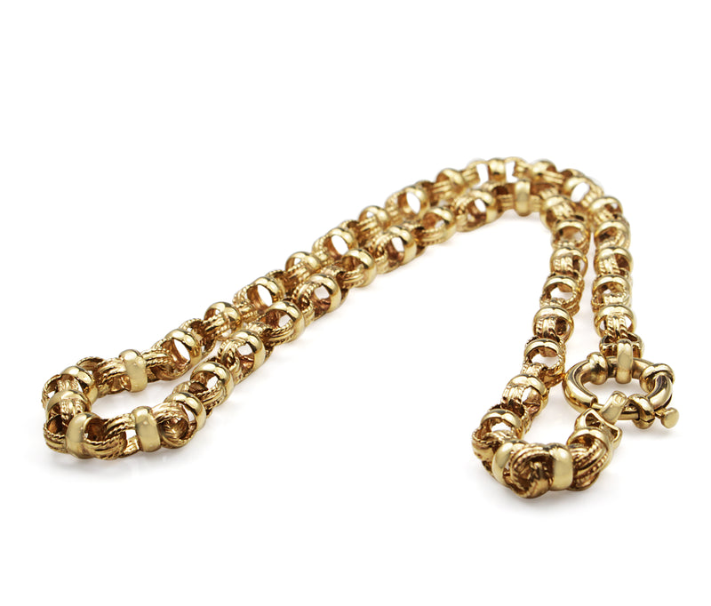 9ct Yellow Gold Fancy Belcher Link Necklace