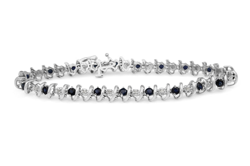 10ct White Gold Sapphire and Diamond Bracelet