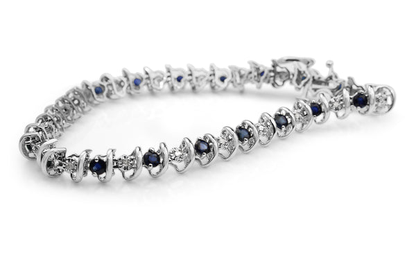 10ct White Gold Sapphire and Diamond Bracelet