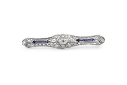 Platinum Art Deco Sapphire and Diamond Brooch