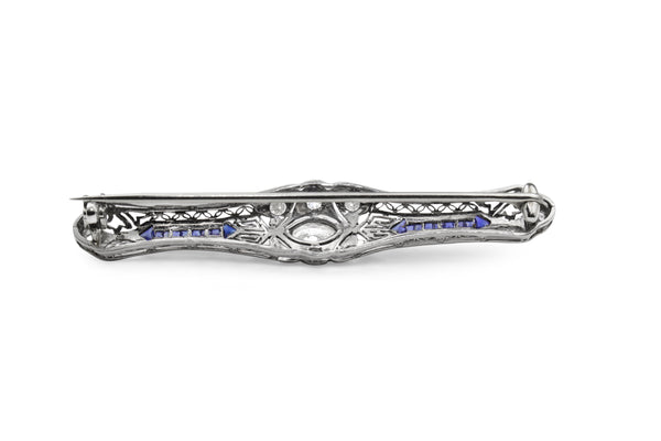 Platinum Art Deco Sapphire and Diamond Brooch