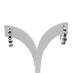 9ct White Gold Sapphire and Diamond Hoop Earrings