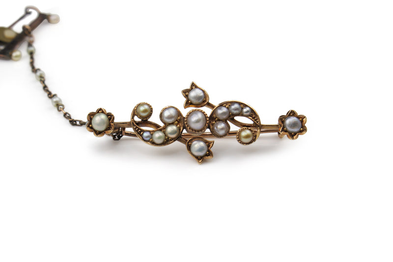Antique pearl brooch deals