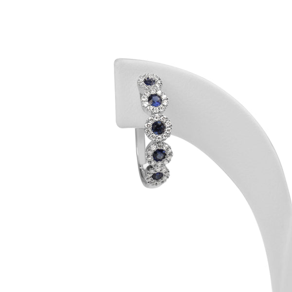 9ct White Gold Sapphire and Diamond Hoop Earrings