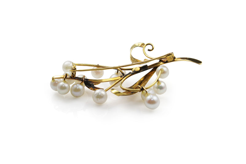 14ct Yellow Gold Cultured Pearl Brooch