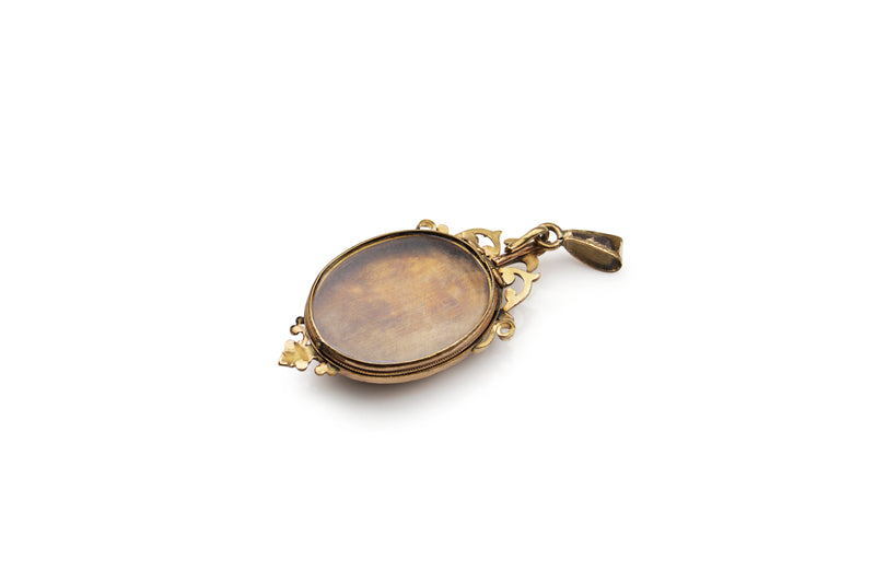 9ct Rose Gold Antique Onyx and Pearl Pendant