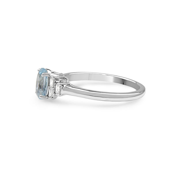 9ct White Gold Aquamarine and Diamond Ring