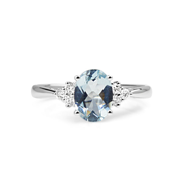 9ct White Gold Aquamarine and Diamond Ring